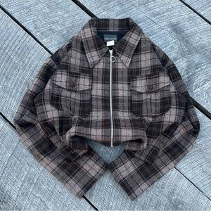 Vintage Wool Blend Cropped Zip Up